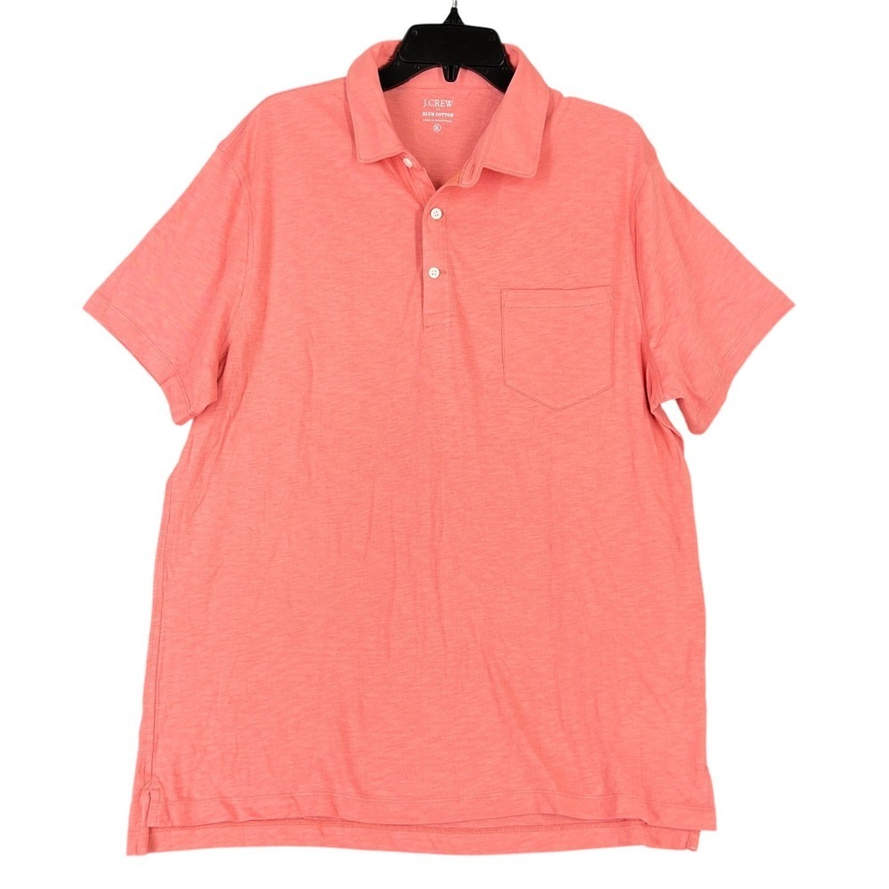 J.Crew Polo Shirt‎ Mens XL Orange Cotton Pocket Slub Cotton Shortsleeve